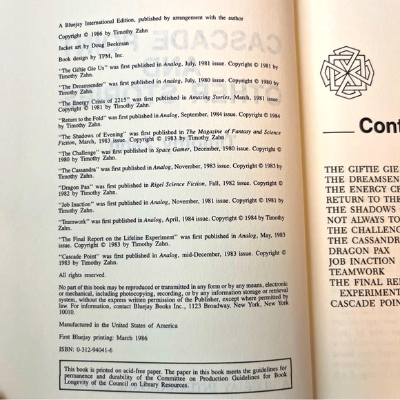 Cascade Point and Other Stories by Timothy Zahn (First Edition) + Cobras Two - Picture 6 of 16